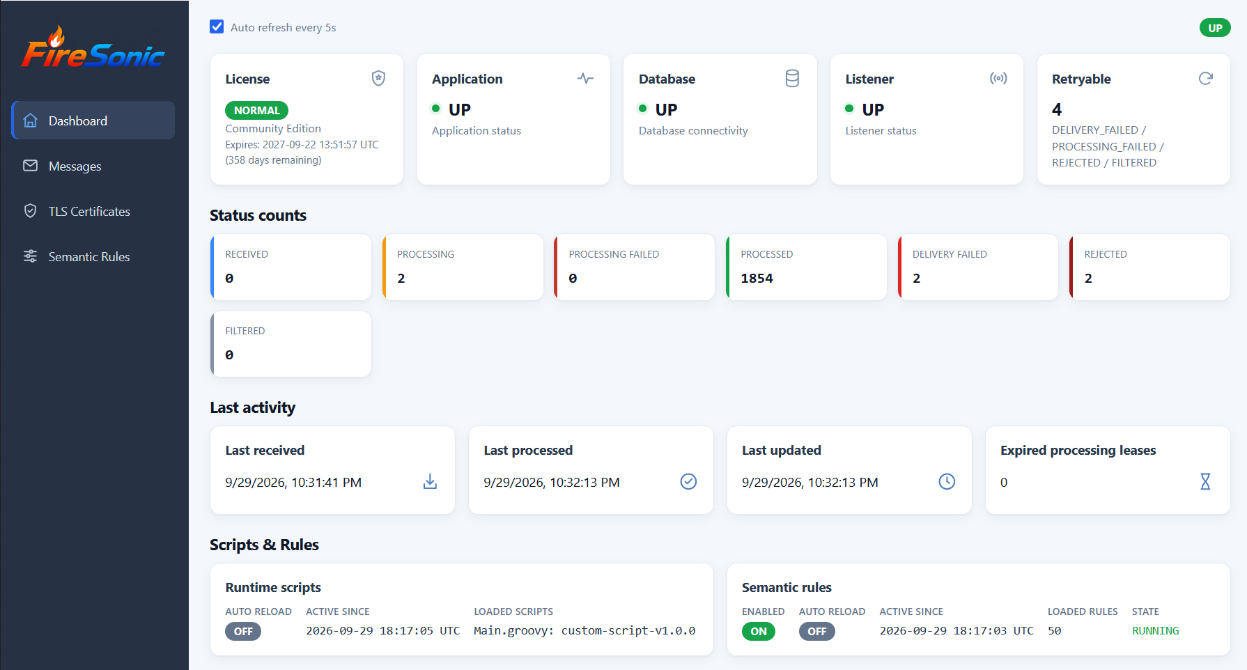 FireSonic Console dashboard